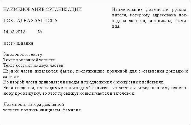 Контрольная работа по теме Характеристика докладной и объяснительной записки