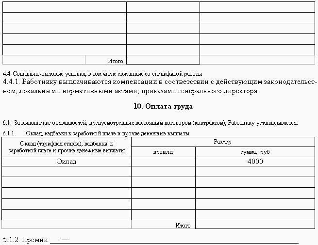 Образцы трудовых договоров