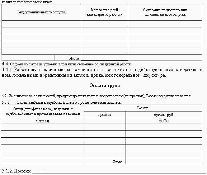 Образцы трудовых договоров