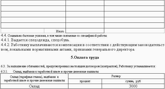 Образцы трудовых договоров