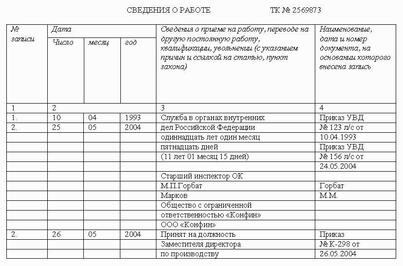 Образец запись в трудовой о службе в армии образец